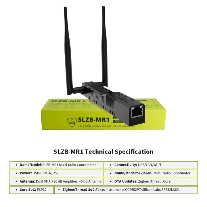 SMLIGHT SLZB-MR3 - Zigbee + Thread Multiradio Gateway (CC2652P10 & EFR32MG24) LAN / PoE / USB / Wi-Fi – Bild 4